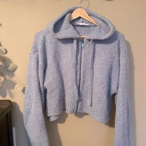 Zara Cropped Wool Zip Up Hoodie